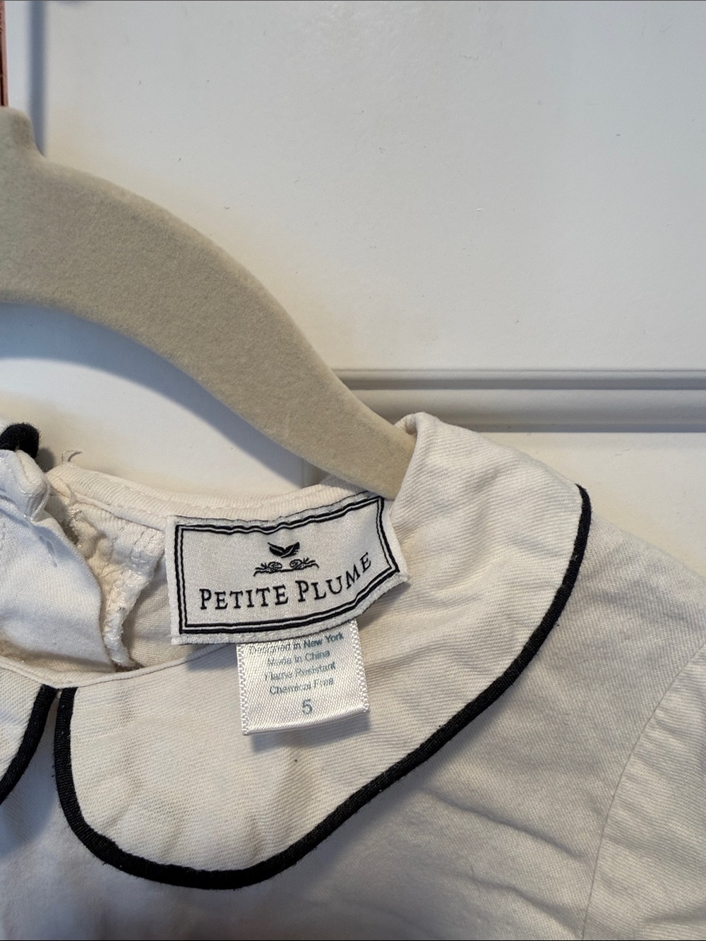Petite Plume Victoria Girls Cotton Nightgown White with Black Trim 5 - Picture 2 of 7